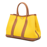 エルメス ガーデンパーティーTPM ハンドバッグ イエロー ブラウン シルバー金具 トワルオフィシエ ネゴンダ レディース HERMES 【中古】
